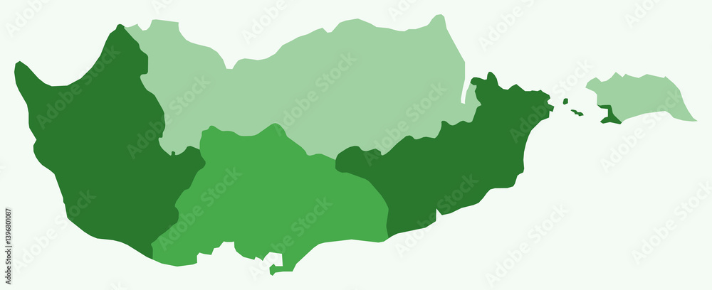 Poster map of cyprus with regions. just a simple country border map with region division. green color palet