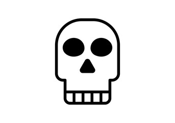 Icono negro de calavera siniestra en fondo blanco