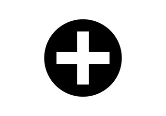 Fototapeta premium Icono negro de botón de más de añadir