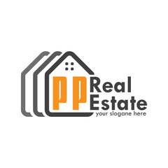 initial monogram logo for real estate With home shape creative design.
