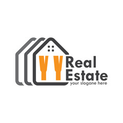 initial monogram logo for real estate With home shape creative design.
