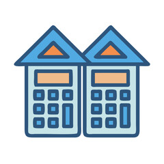 Housing Calculator with Twin Rooftops Icon Design