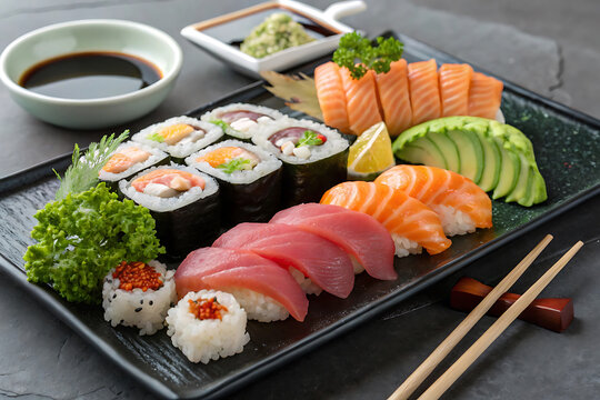 Sushi Artistry: A Stunning Platter of Nigeria, Mali, and Hashim in Elegant Detail