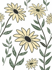Decorative floral bouquet in sunflower silhouette style, botanical vector illustration for cards, wedding themes, and background designs
