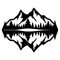 Majestic Mountain Lake Reflection Scenic View Nature Landscape Illustration