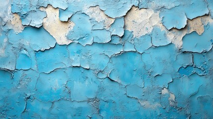 Obraz premium Blue paint peeling, creating a textured, weathered surface with cracks
