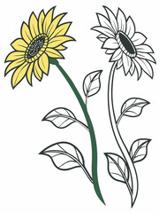 Decorative sunflower silhouette with botanical elegance, perfect for floral vector art, wedding decor, and handmade design projects