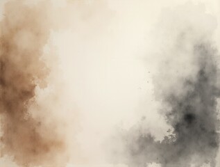 Fototapeta premium Dark dusty brown and beige abstract watercolor with gray and white stains, grunge paper texture, and soft pastel shades for blank art design.