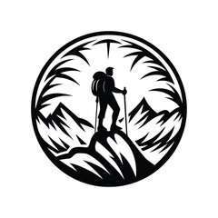 a hiker with a backpack silhouette