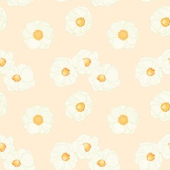 Vintage Strawberry Seamless Floral Pattern Yellow background