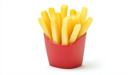 Realistic plastic figurine of french fries, closeup, fastfood