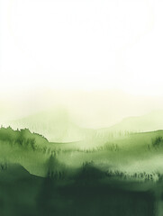 Gentle green valley watercolor background. Light and airy, ideal for eco, travel or wellness projects