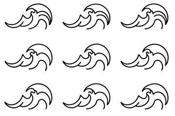 tsunami wave line art illustration bold lines ocean themed art design