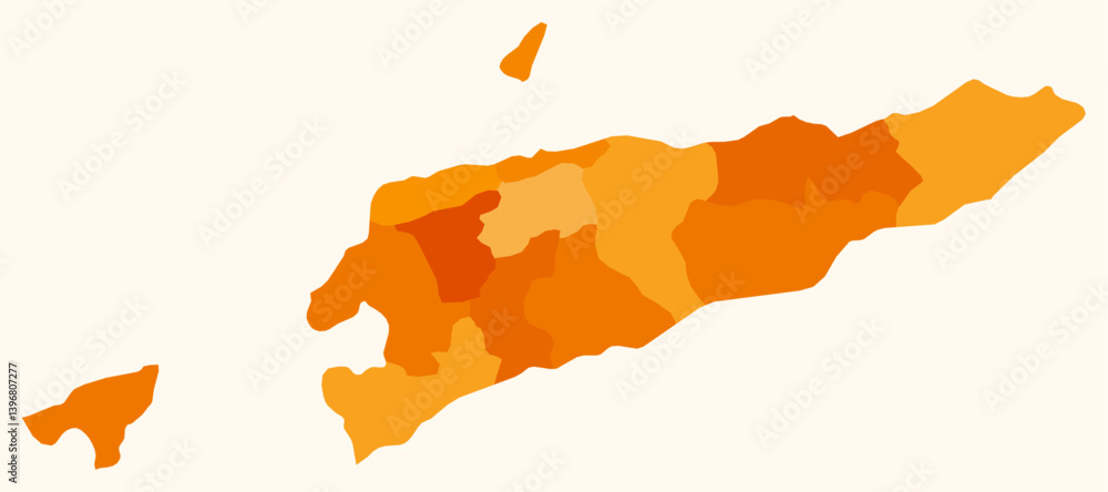 Poster map of timor-leste with regions. just a simple country border map with region division. orange color