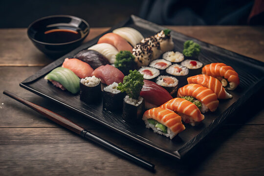 Sushi Artistry: A Stunning Platter of Nigeria, Mali, and Hashim in Elegant Detail
