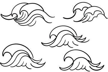 tsunami wave line art illustration simple elegant ocean wave design