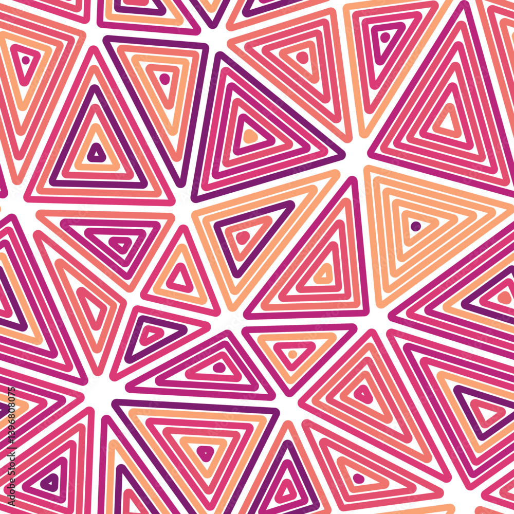 Poster vector seamless pattern. big shape size. multiple repeated inner triangles. multicolored style. repe