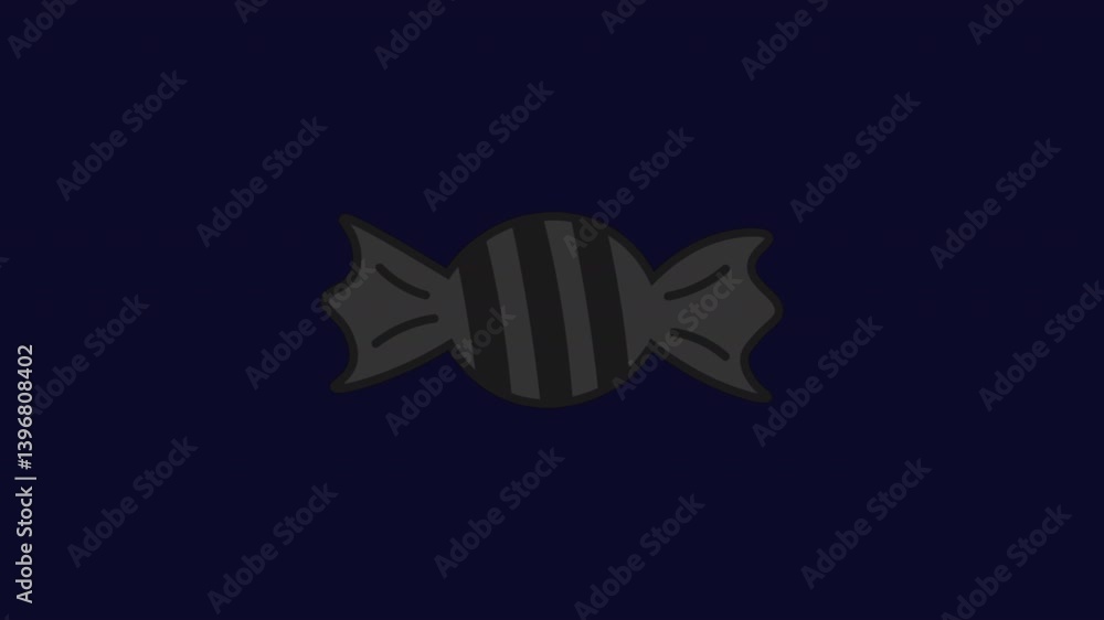 Poster animated black candy icon with stripes pattern with glitch effect. alpha channel