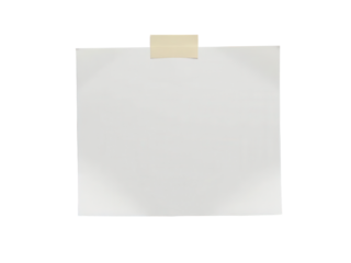 Blank White Paper with Tape on Top for Notes or Messages