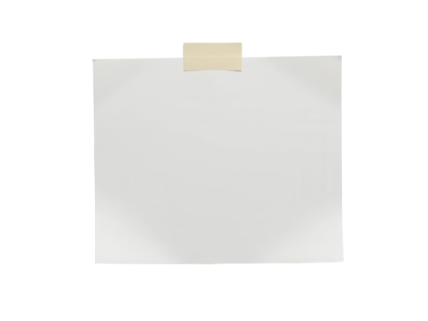 Blank White Paper with Tape on Top for Notes or Messages