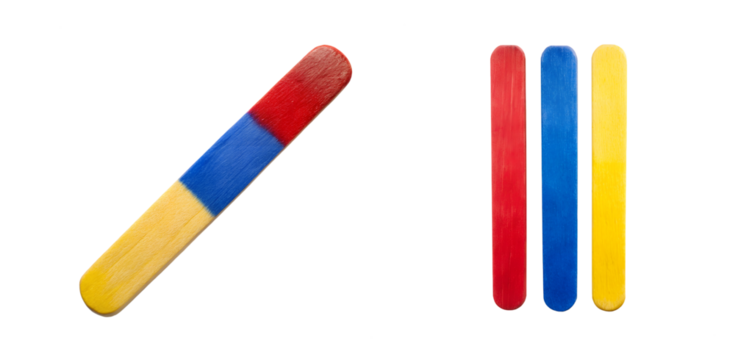 Colorful Wooden Popsicle Sticks Arranged in Diagonal and Vertical Patterns on White Background transparent background Generative AI