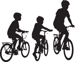 Obraz premium Kids Riding Bicycles Silhouettes