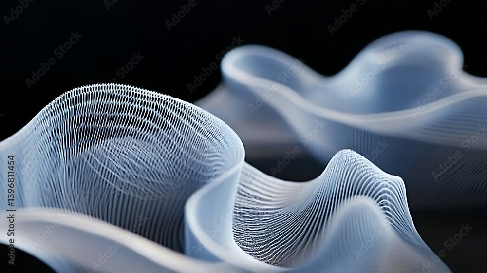 Aufkleber abstract flowing waves of translucent material creating a serene visual effect against a dark backgr