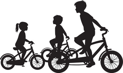 Obraz premium Kids Riding Bicycles Silhouettes