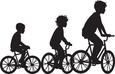 Obraz premium Kids Riding Bicycles Silhouettes