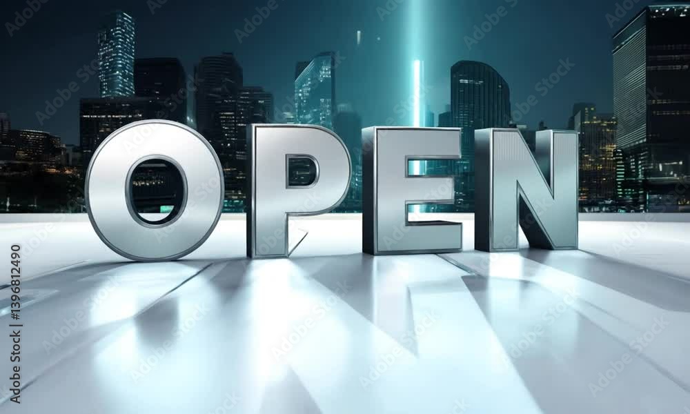 Poster clean and modern animation of open text in a minimal visual style made with generative ai technology