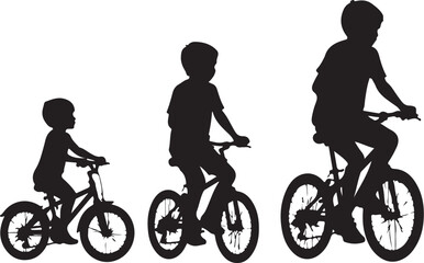 Obraz premium Kids Riding Bicycles Silhouettes