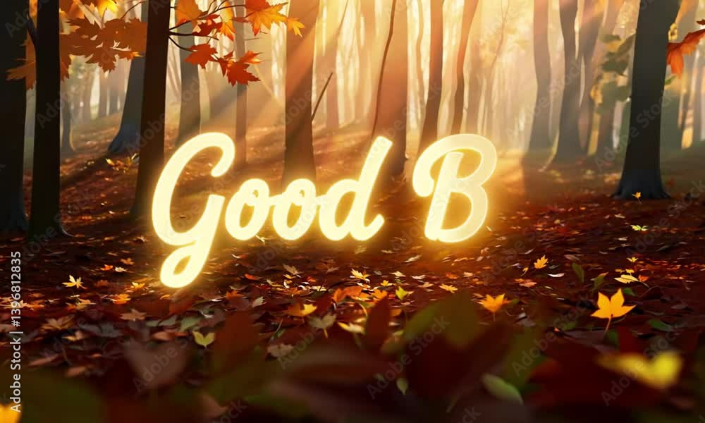 Poster cinematic animation of the word goodbye with dramatic lighting and motion made with generative ai te