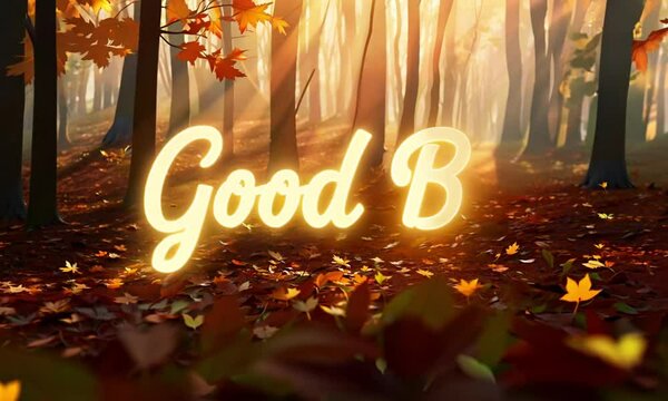 Cinematic animation of the word goodbye with dramatic lighting and motion made with Generative AI technology