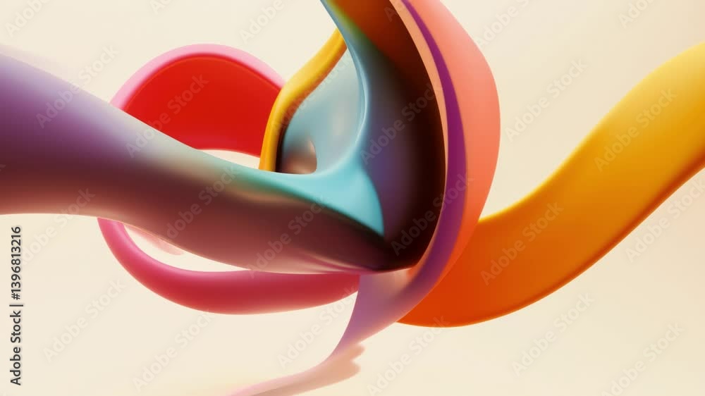 Poster abstract 3d rendering, twisted shape, modern illustration, background design