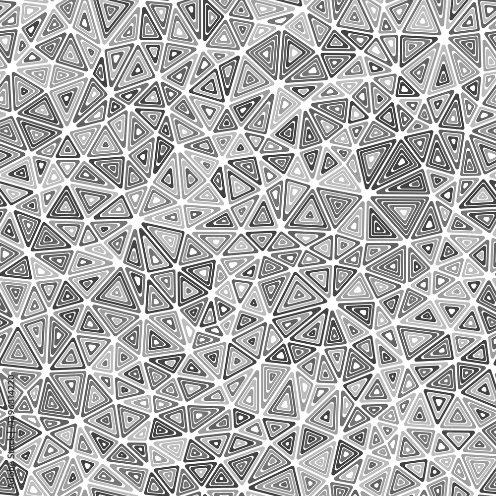 Poster geometric pattern. compact triangles size. multiple repeated inner triangles. monotone colored style