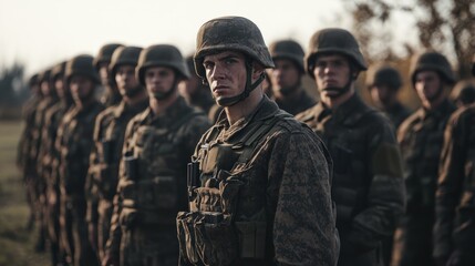 Fototapeta premium Military personnel in formation