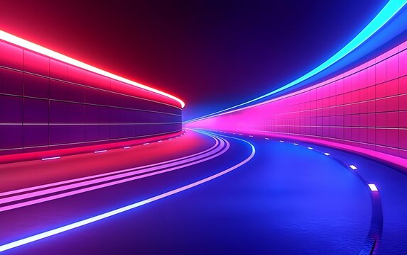 Neon Tunnel Roadway (1) - Powered by Adobe