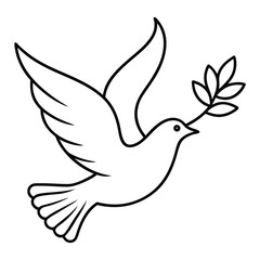 Obraz premium Elegant Line Art Flying Dove Vector Design Minimalist Dove Illustration