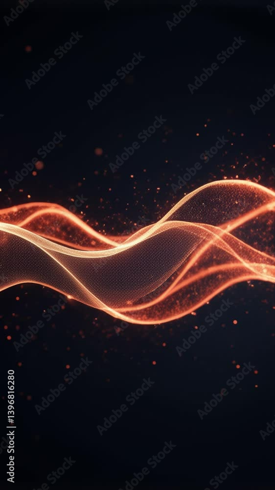 Poster imitation an abstract wave on dark background. network design with particle. big data. abstract brig
