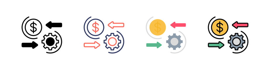 Business Mode Multistyle Icon Set Vector 