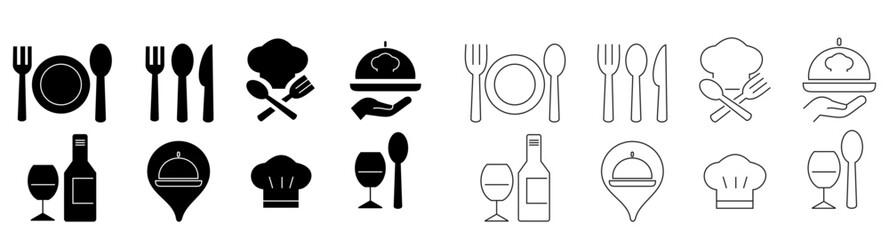Catering line Editable Icons set. Vector illustration in modern thin line style of nourishment related icons  service dish table setting and more. Pictograms and infographics Vector illustrate