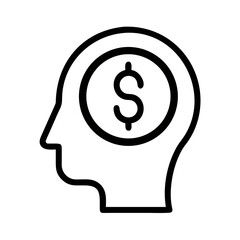 Human Head with Dollar Inside Icon Design