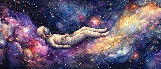 Fototapeta premium Astronaut floating in the vastness of space surrounded by stars and cosmic wonders