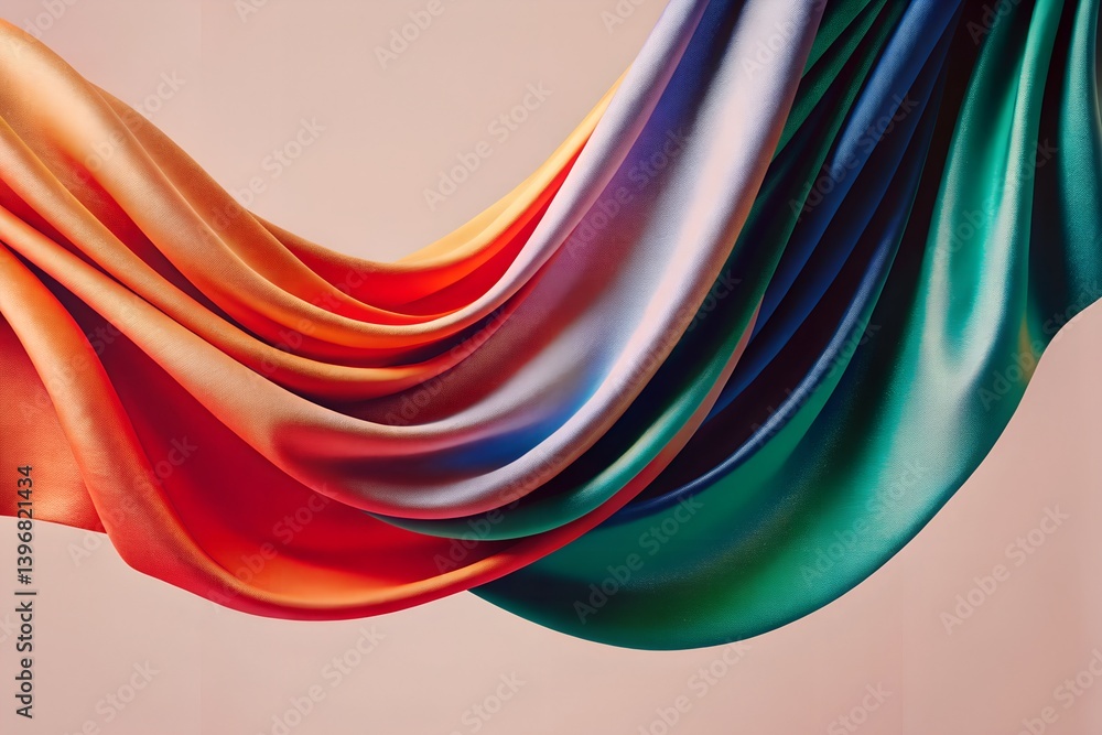 Poster abstract red and blue wave background with dynamic lines and flowing silk design