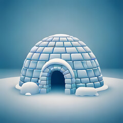 Igloo Icy Blue Background Generative AI
