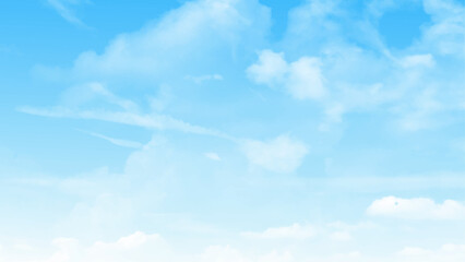 Beautiful sky with white clouds photo. Blue sky background and white clouds soft focus, and copy space. Vector illustration.