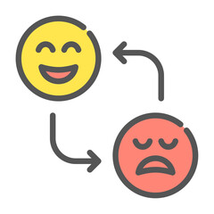 mood swing filled outline icon. emotion color line illustration.