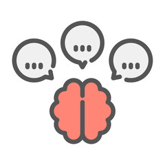 overthinking filled outline icon. overthinking color line illustration.