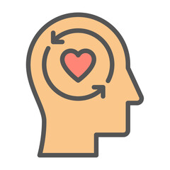 Mental Wellness filled outline icon. mental health color line illustration.