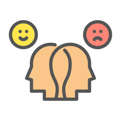 Bipolar filled outline icon. bipolar disorder color line illustration.